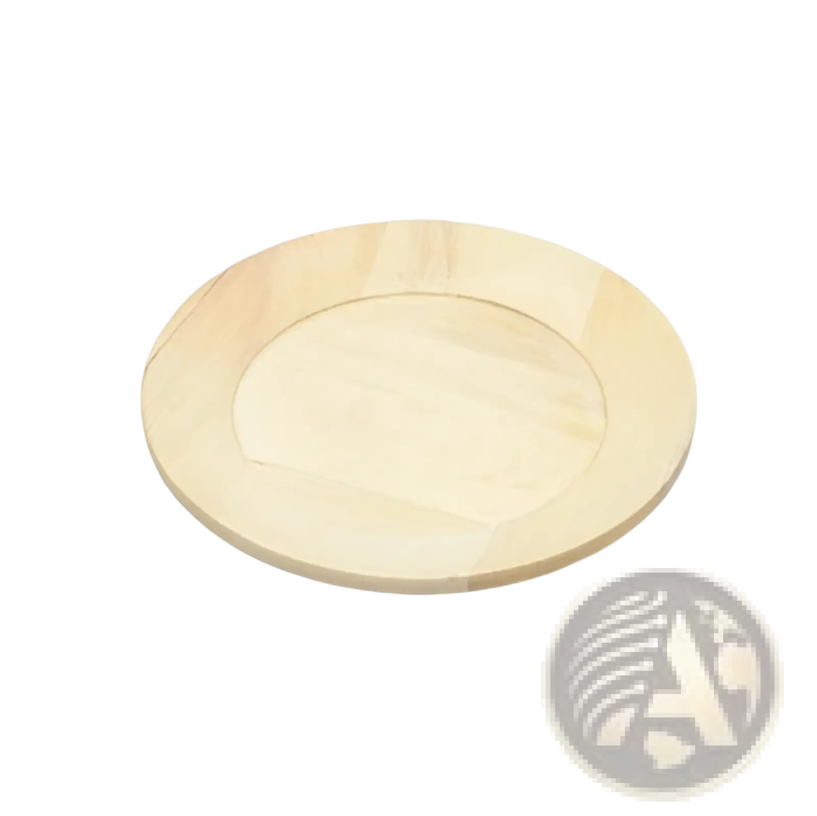 Light-colored wooden charger plate with smooth raised rim and natural wood grain handcrafted for rustic tableware set