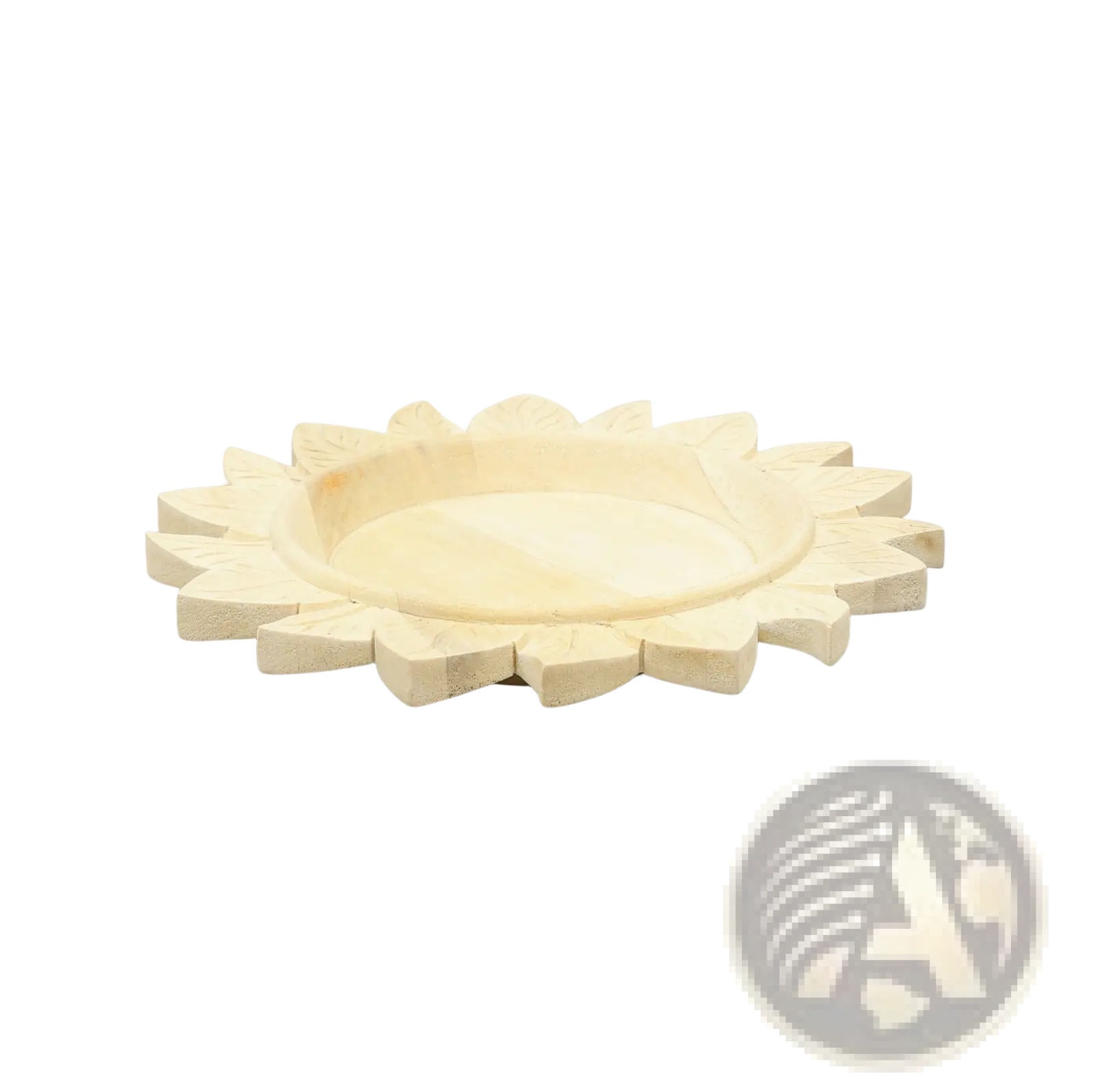 Cream-colored intricately carved lotus-shaped tray made of polished bone or ivory featured in wood charger plate sunflower placemat 13in
