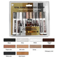 Total furniture repair system kit with 10 wood tone repair markers for furniture scratch filling and restoration