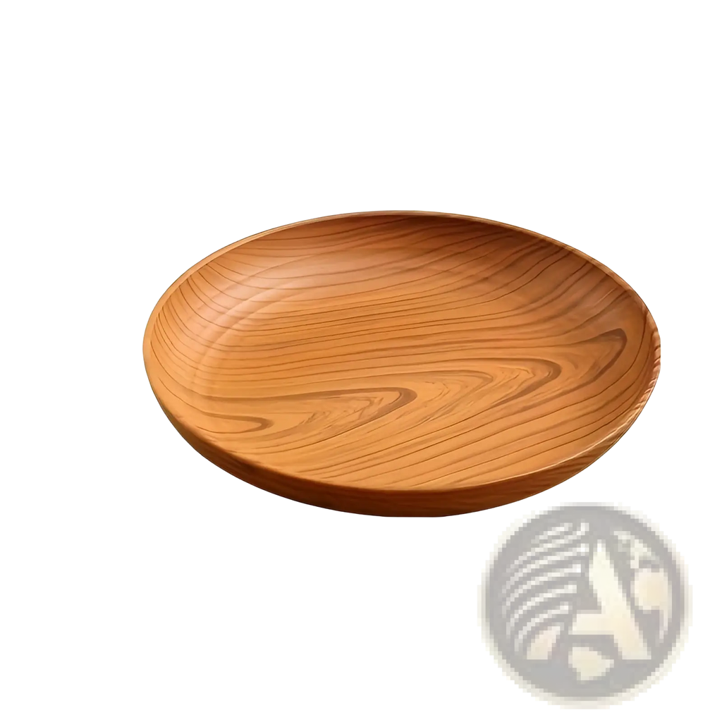 A smooth oval-shaped brown plastic plate with wood grain pattern from wood grain plastic plates 10pc round striped design