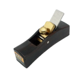 Black wooden wood hand plane with brass adjustable knob and silver blade for precision woodworking tools set