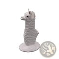 White alpaca figurine with geometric faceted texture wooden animal glasses holder for creative home decor