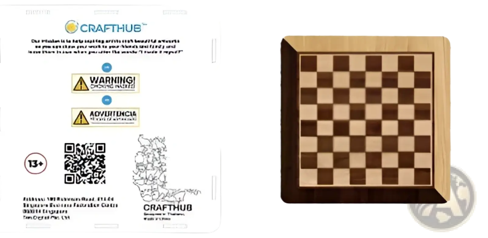 Brown and black checkered wooden puzzle with natural wood frame from wooden animal and yin yang jigsaw puzzle set