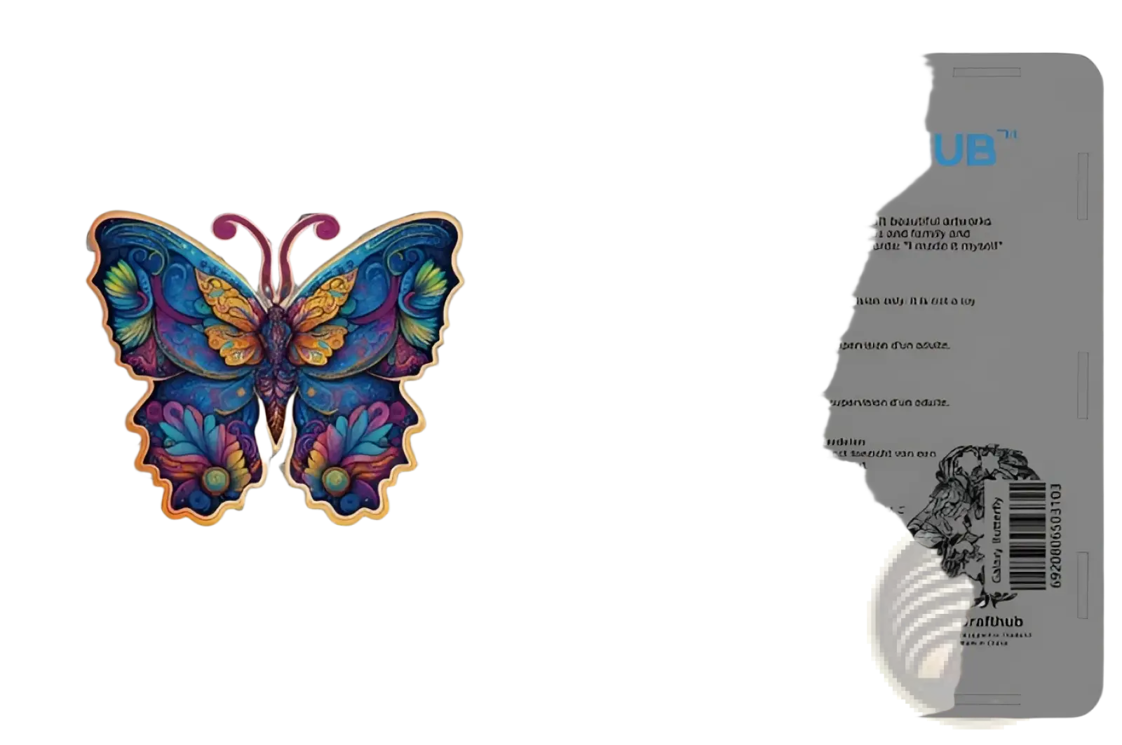 Vibrant wooden butterfly puzzle with colorful stained-glass design from wooden animal and yin yang jigsaw puzzle set