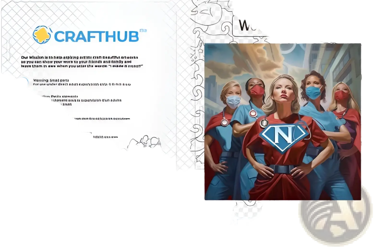 A wooden puzzle from the wooden animal and yin yang jigsaw set featuring five masked women in blue and red superhero costumes
