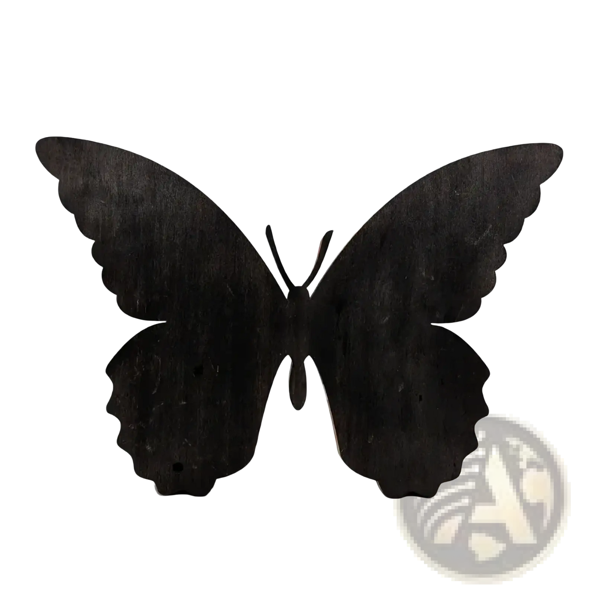 Black wooden butterfly led light tabletop decor with detailed wing edges and smooth matte finish