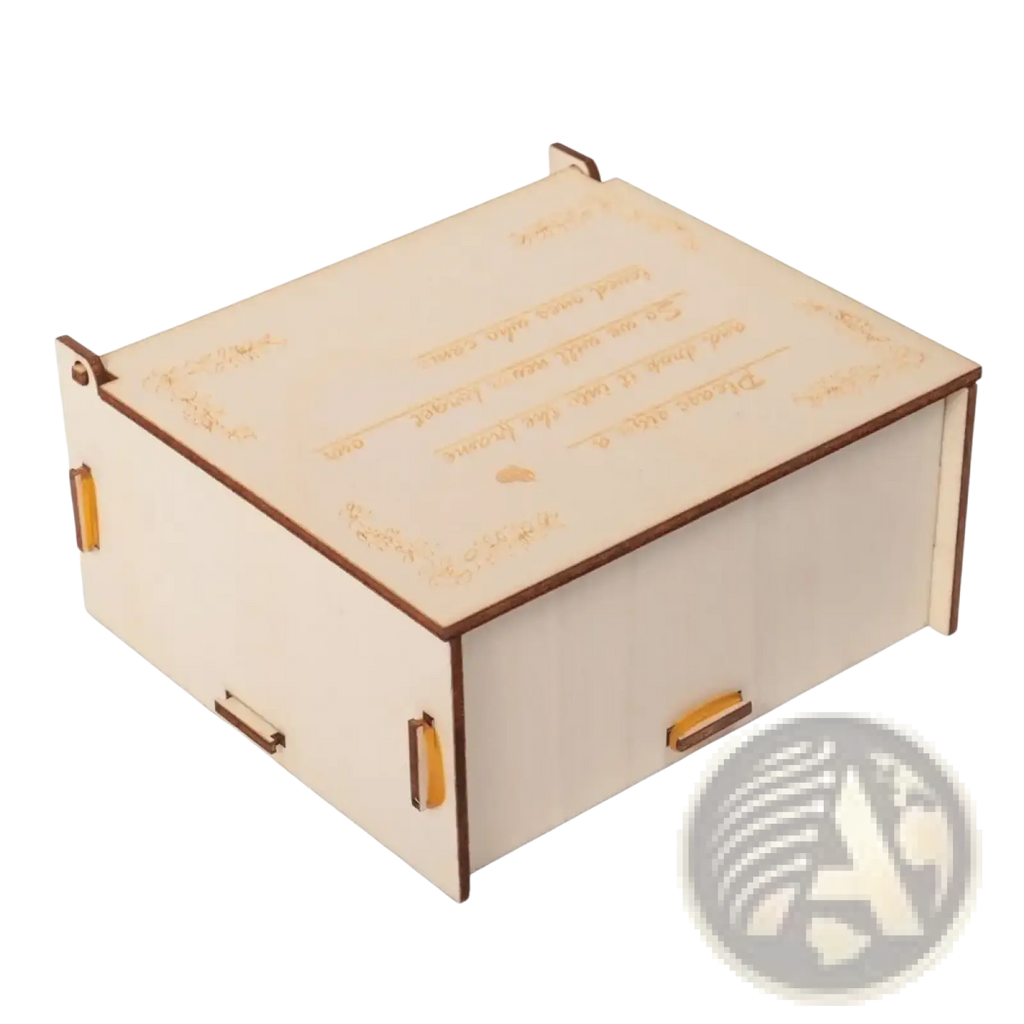 A light-colored wooden butterfly wedding guest book alternative frame with engraved text and golden side handles