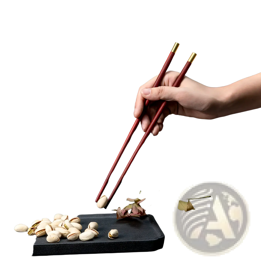 Red wooden chopsticks set with gold tips featuring five pairs in a gift box for elegant dining use