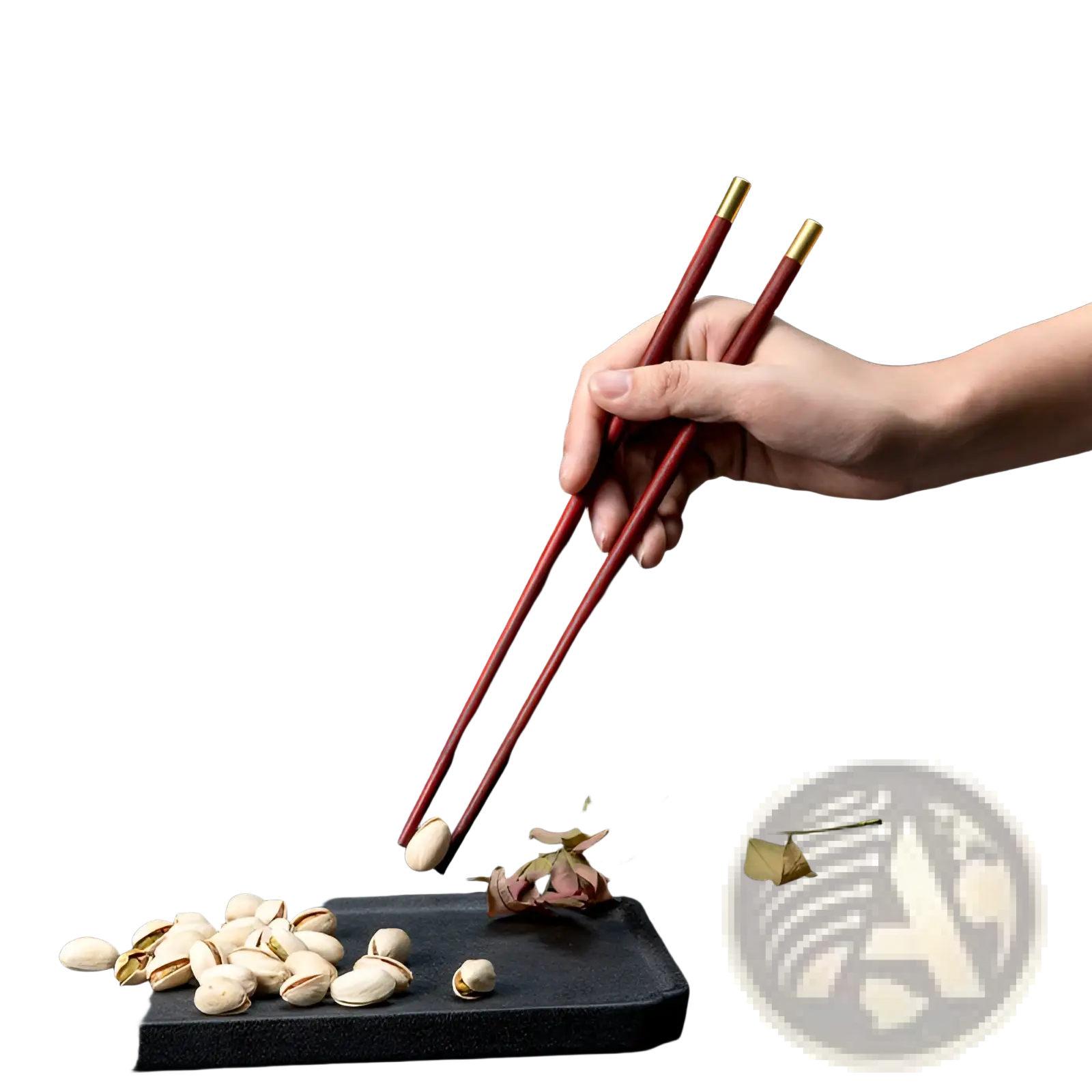 Red wooden chopsticks set with gold tips featuring five pairs in a gift box for elegant dining use