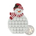 Wooden christmas advent calendar white snowman shape with red striped hat scarf and led numbered drawers