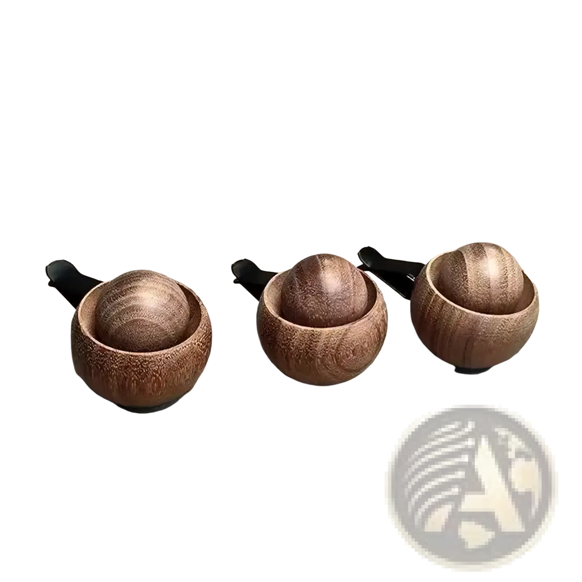 Black walnut wooden essential oil diffuser car air freshener with smooth finish and integrated black plastic clips