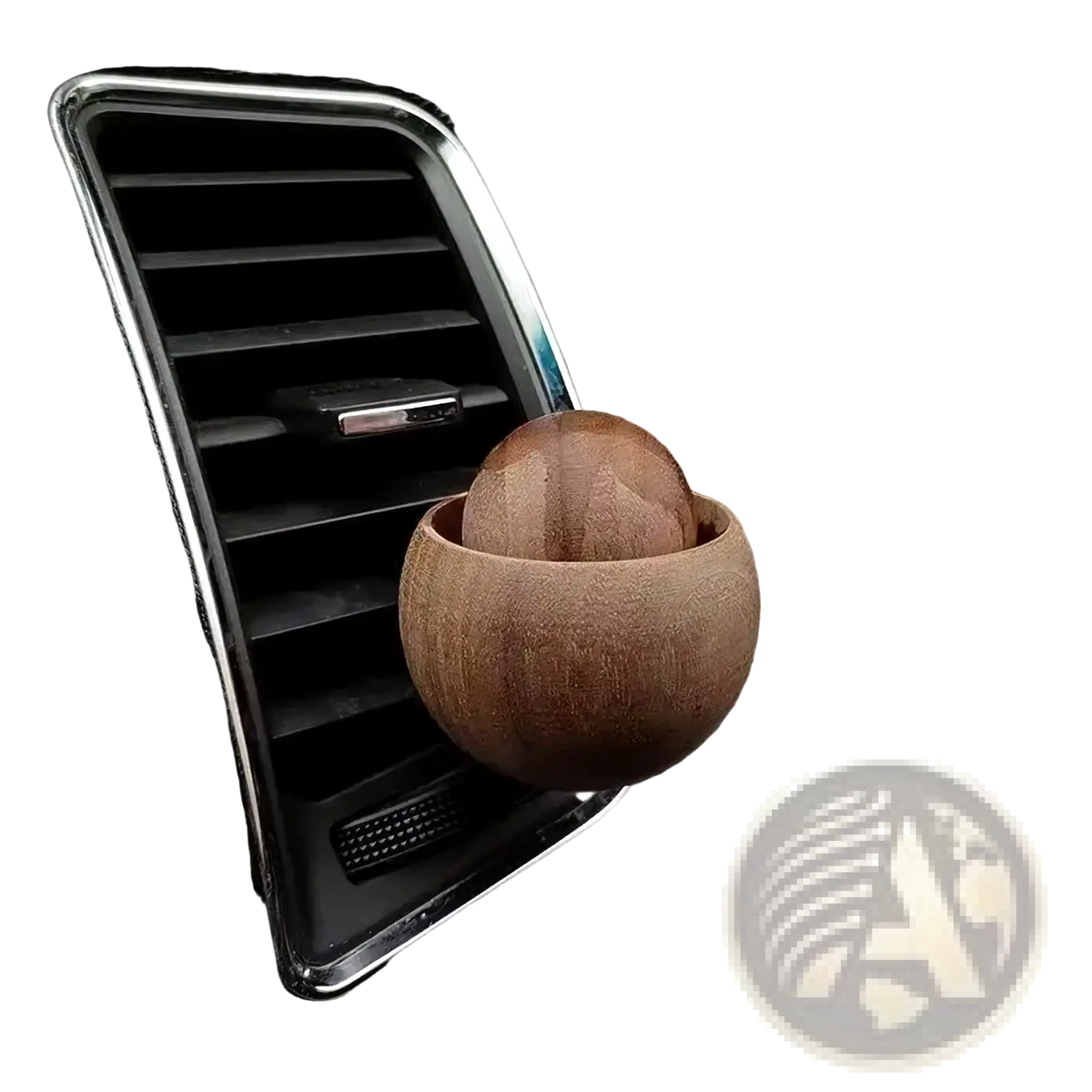 Wooden essential oil diffuser car air freshener with small round wooden air outlet and smooth natural wood finish