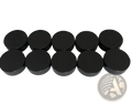 Ten black circular magnets arranged in two rows for wooden fast sling puck game interactive board toy
