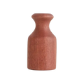 Wooden flower vase minimalist tabletop decor in reddish brown with a smooth rounded neck and subtle grain texture