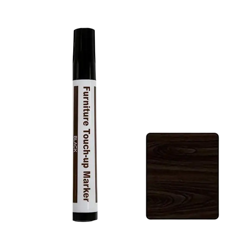 Wooden furniture repair paint pen with a black cylindrical body and matching cap for effective furniture restoration