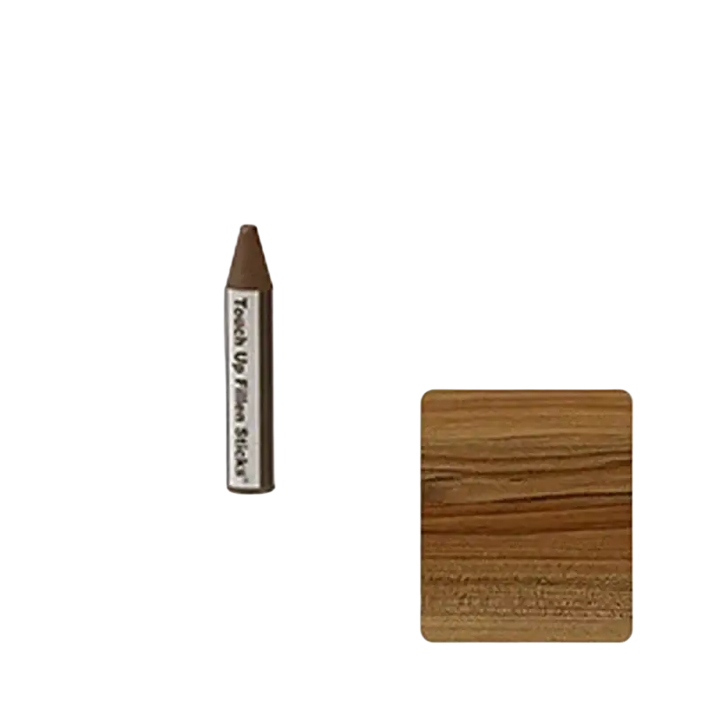 A brown tapered touch up filler paint pen with silver label and wood grain texture for wooden furniture repair in cherry color