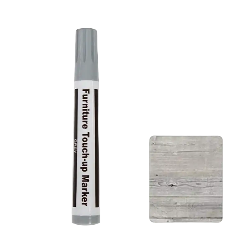 Grey wooden furniture repair paint pen with a sleek cylindrical body and textured cap for scratch restoration