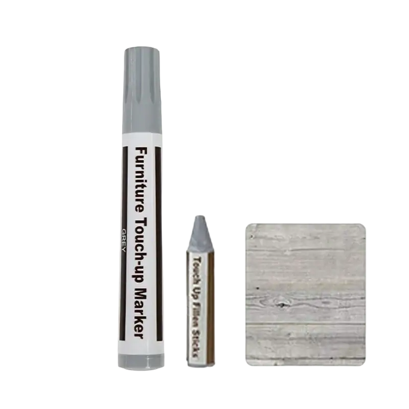 Grey wooden furniture repair paint pen with sleek white and grey body and fine tip for precise furniture repair