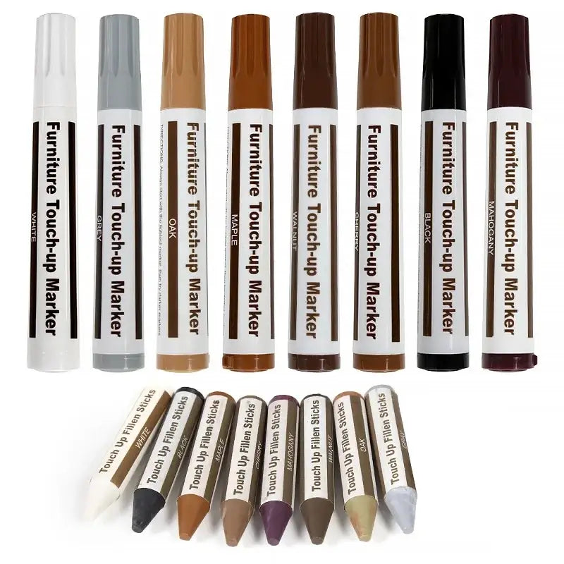 Set of assorted color paint pen and filler sticks for wooden furniture repair and scratch restoration furniture repair pen kit