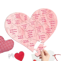 Pink wooden heart puzzle with engraved romantic messages for valentine decor and gift giving