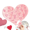 Pink wooden heart puzzle with engraved romantic messages for valentine decor and gift giving