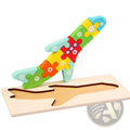 Wooden number animal puzzle featuring a colorful crocodile with green yellow red and blue numbered pieces for toddlers