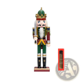 Wooden nutcracker soldier 30cm tall in green and gold royal uniform with white beard holding a sword christmas decor