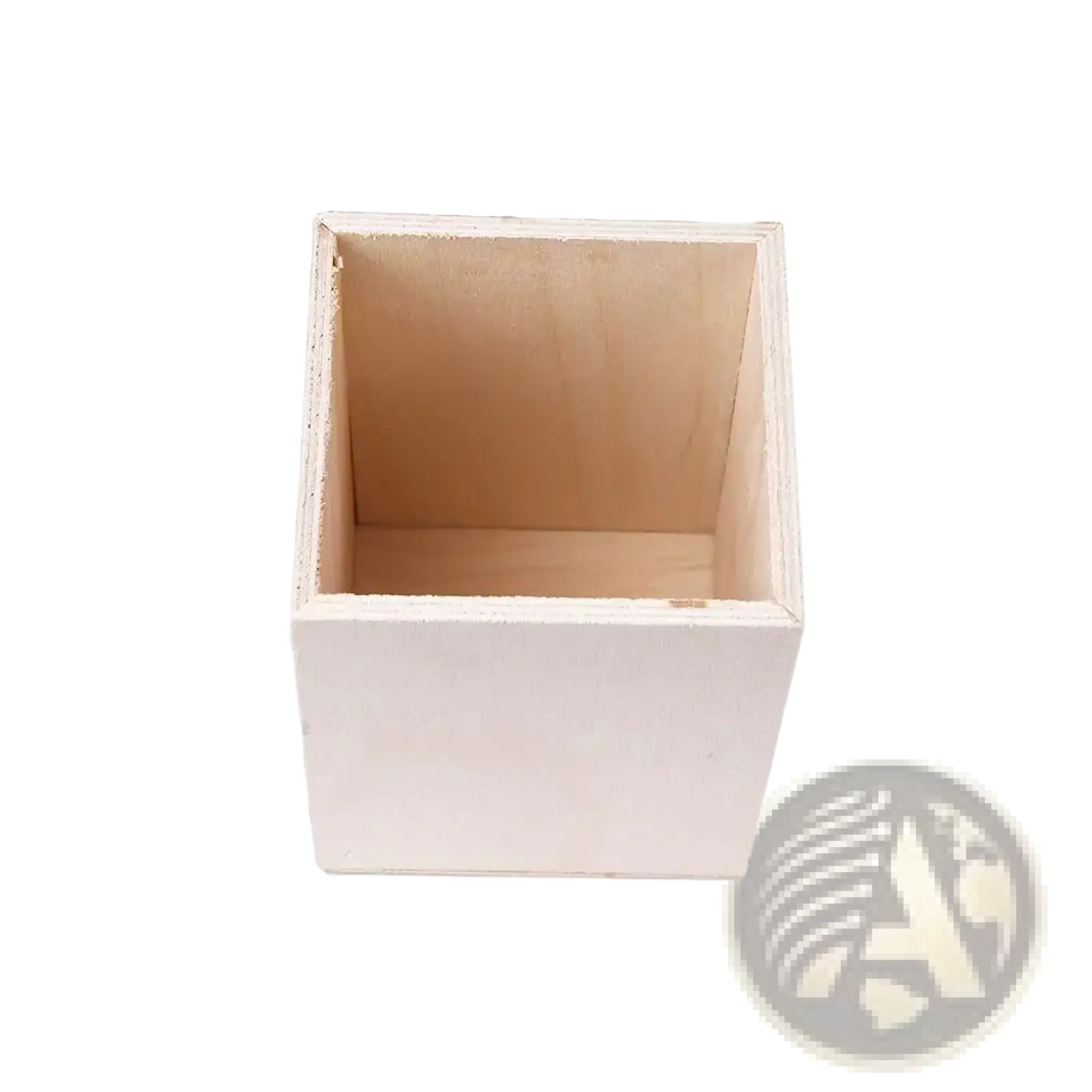 White painted wooden pen holder desk organizer with natural wood grain interior for stylish storage