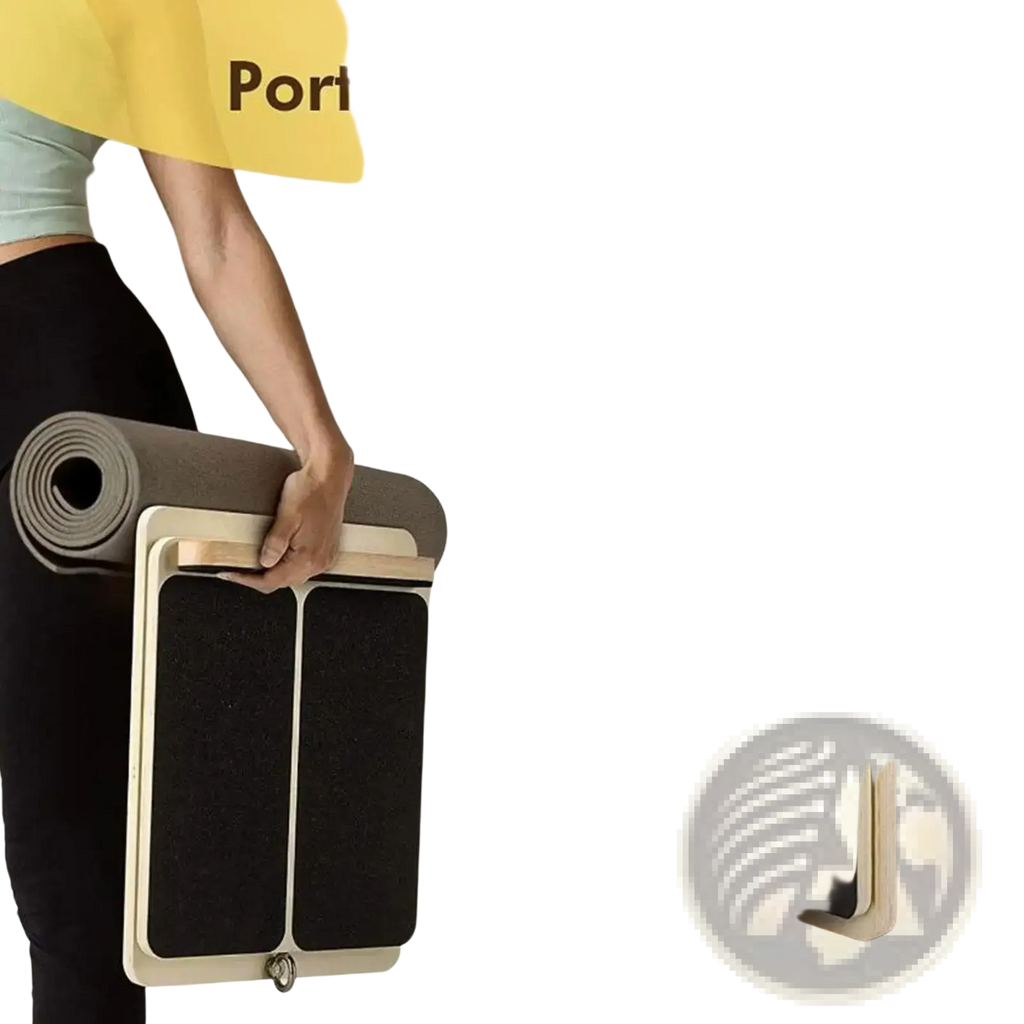 Wooden slant board calf stretcher foldable with portable stable light wood frame black non slip panels and metal hook