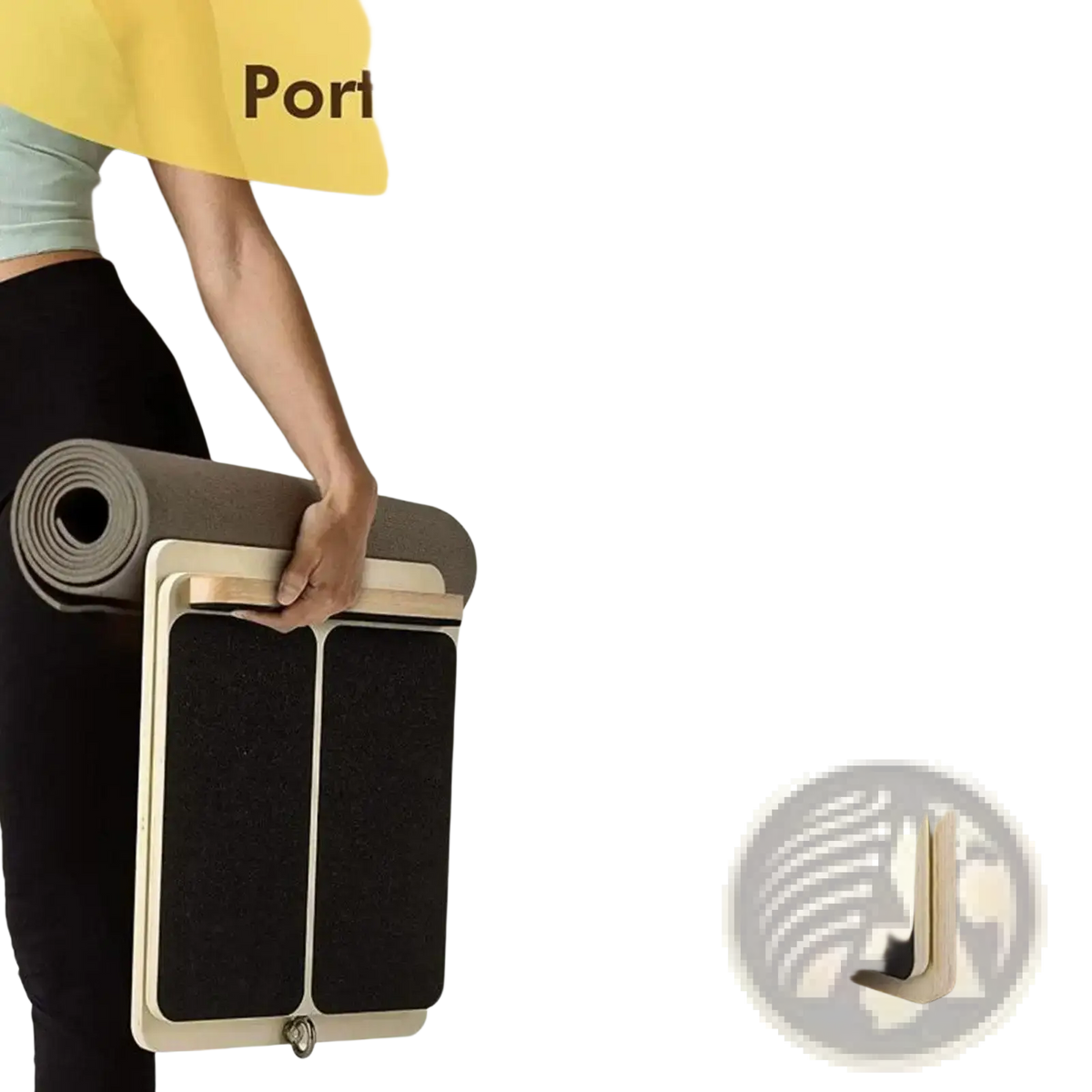 Wooden slant board calf stretcher foldable with portable stable light wood frame black non slip panels and metal hook