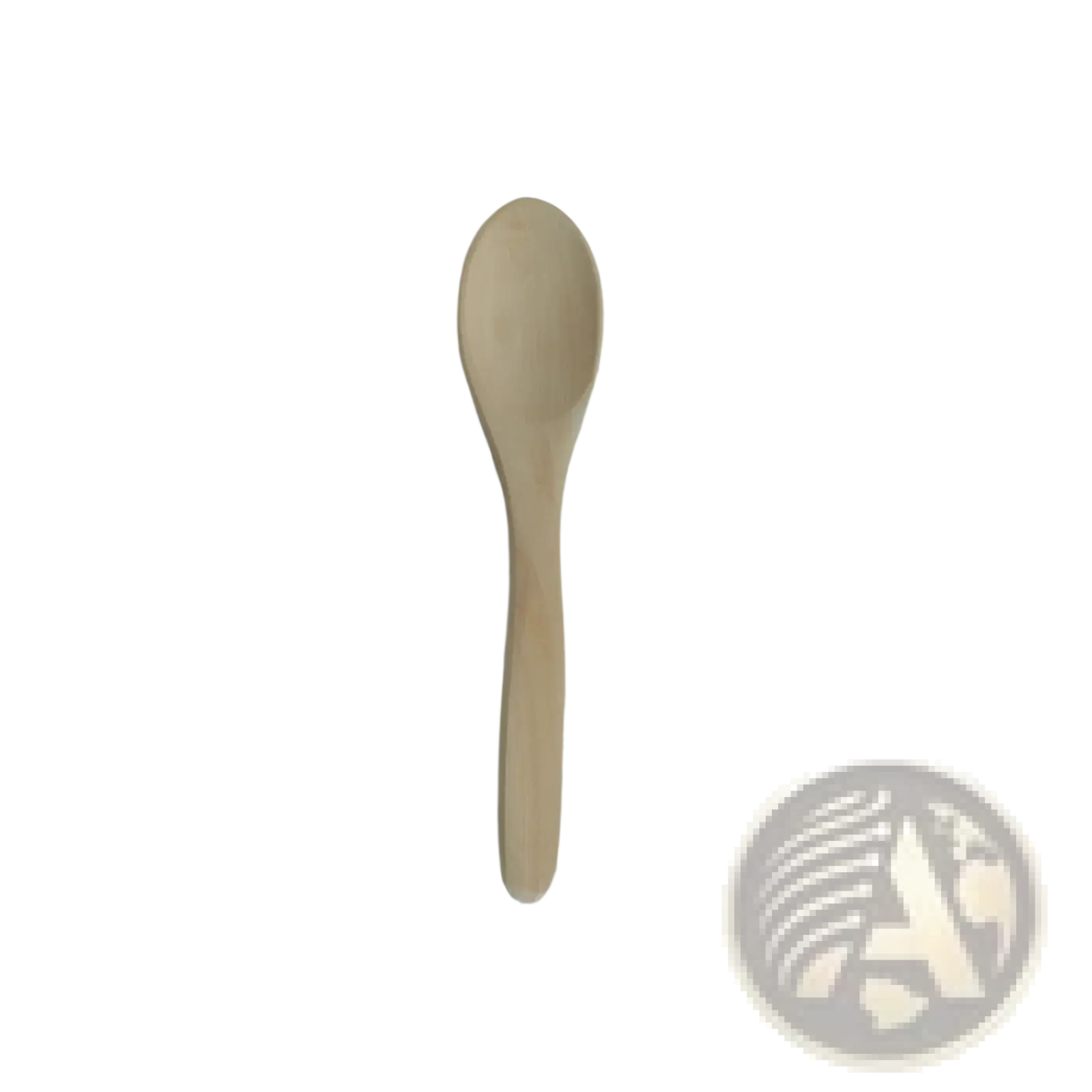 A light beige natural wooden spoon 13cm long and 3cm wide from an eco-friendly kitchen utensil set