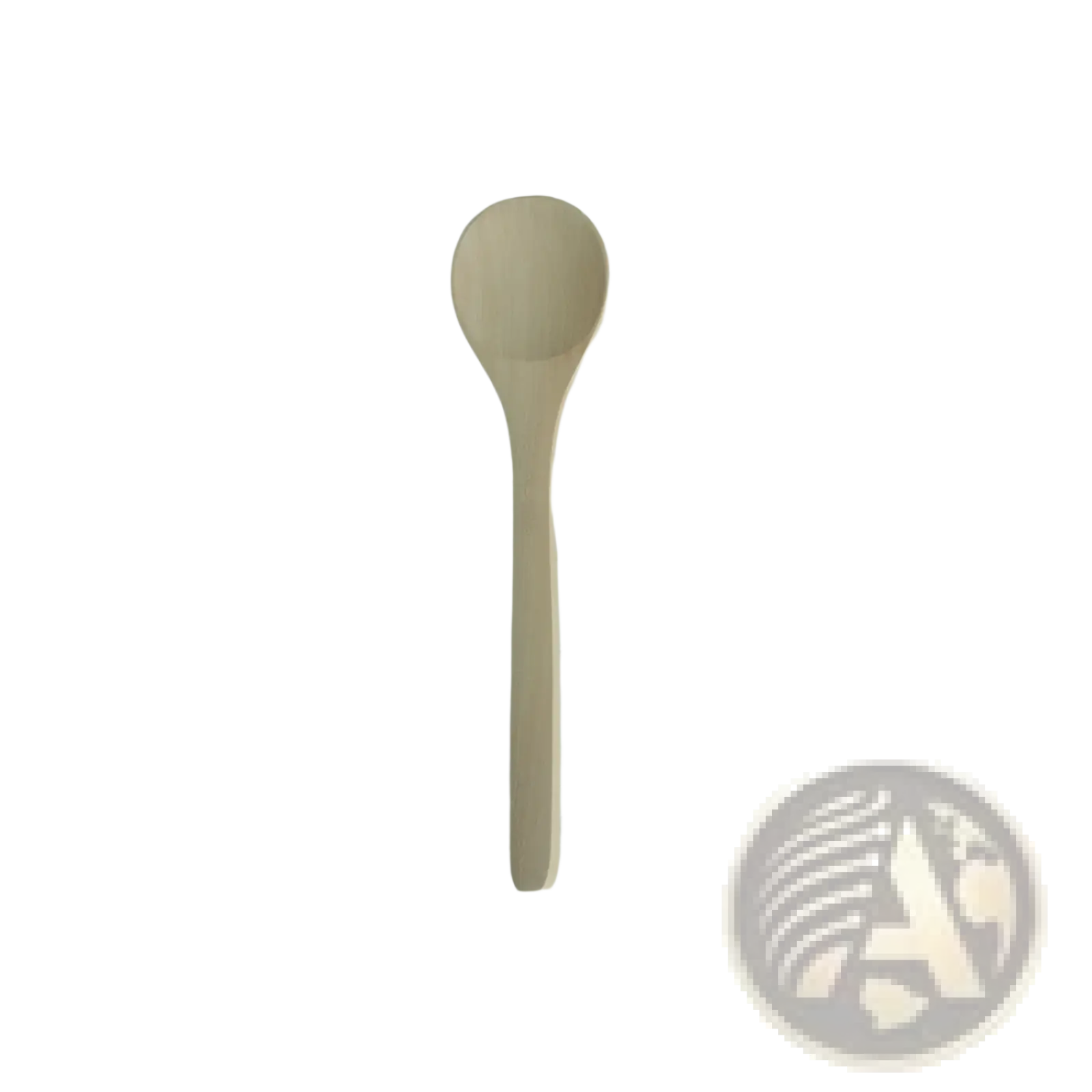 A light beige wooden spoon with a smooth natural finish and rounded bowl from a natural eco-friendly kitchen utensil set