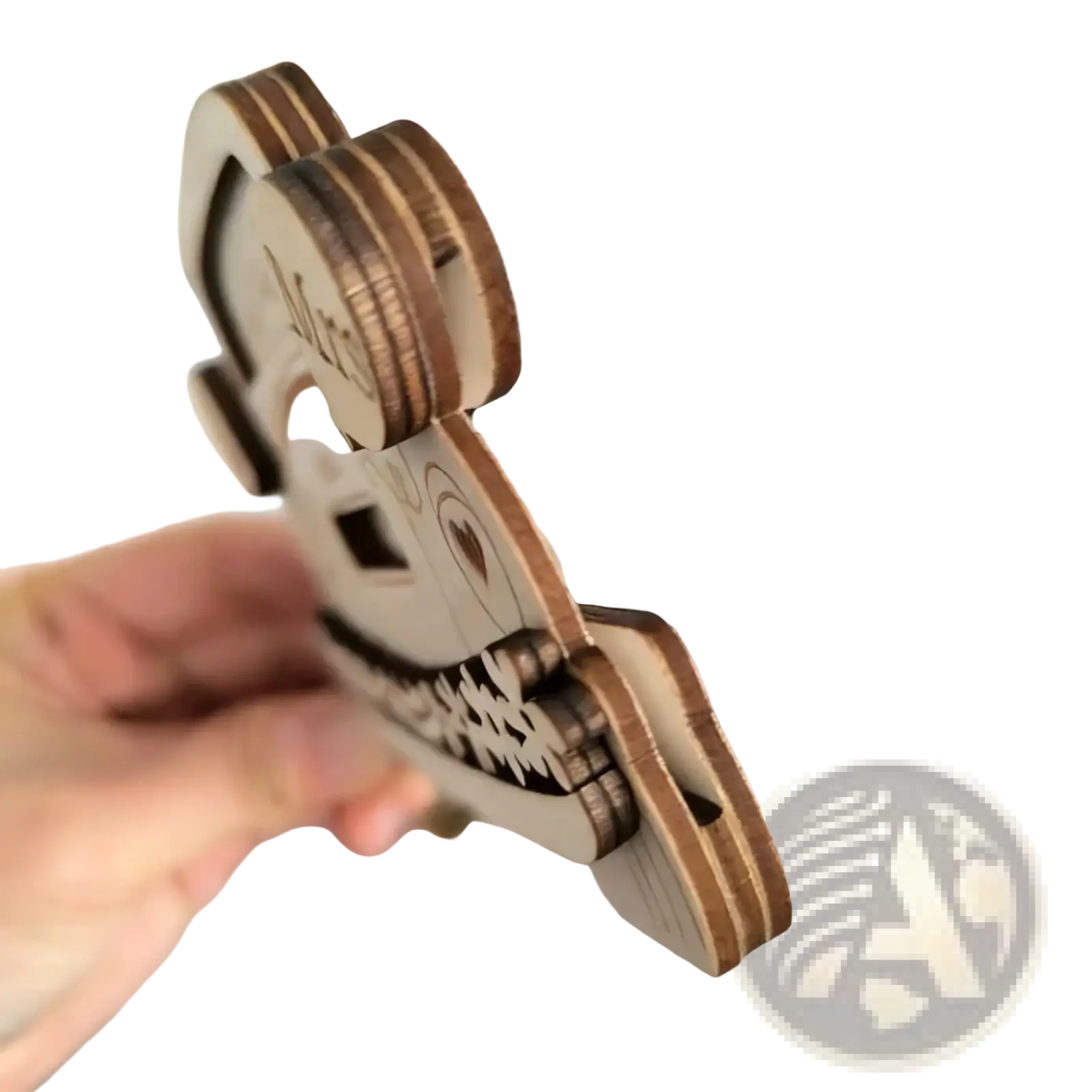 Wooden wedding car money holder gift box shaped like a light-colored owl with laser-cut details and natural wood grain finish