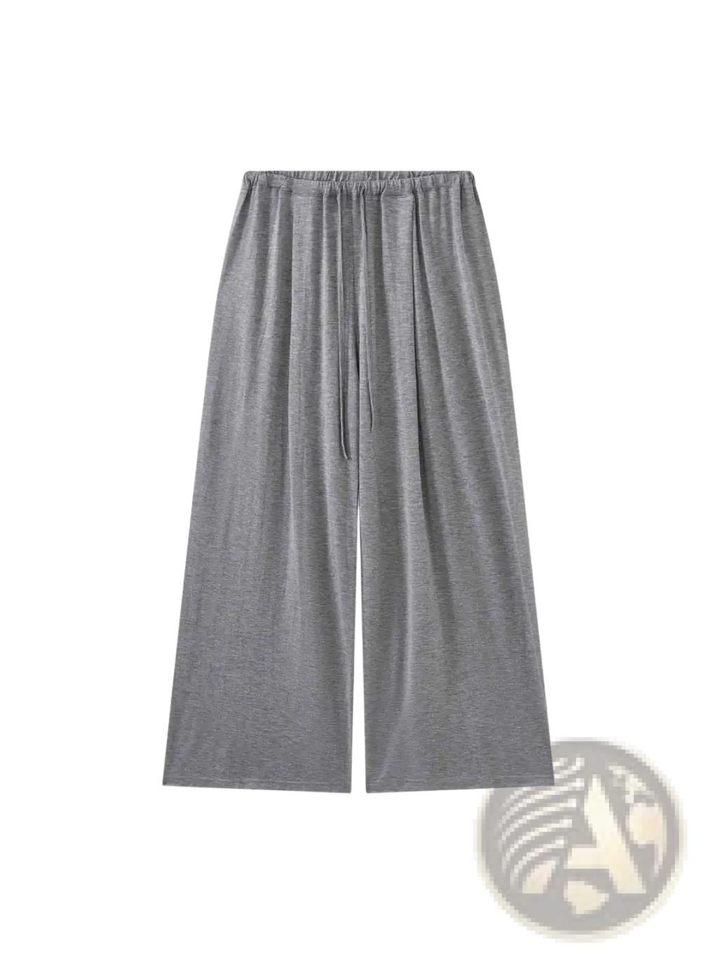 Wool blend wide leg pants in gray with soft textured fabric and elastic waistband for comfortable wear