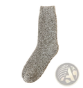 A cozy heather gray wool sock for men with thick knit and ribbed cuff for warm winter wear