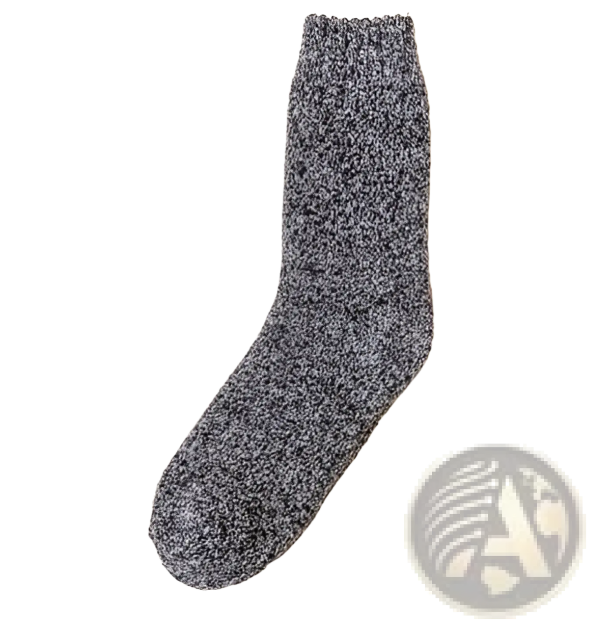 A cozy heathered gray wool sock for men with ribbed cuff thick knit warm crew for winter use