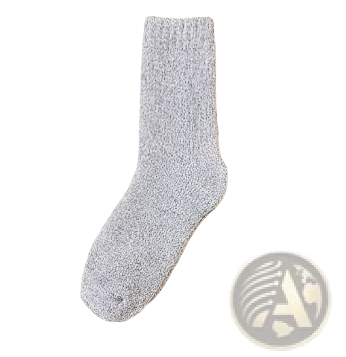 Gray heathered wool knit sock with ribbed cuff thick warm crew for men winter use