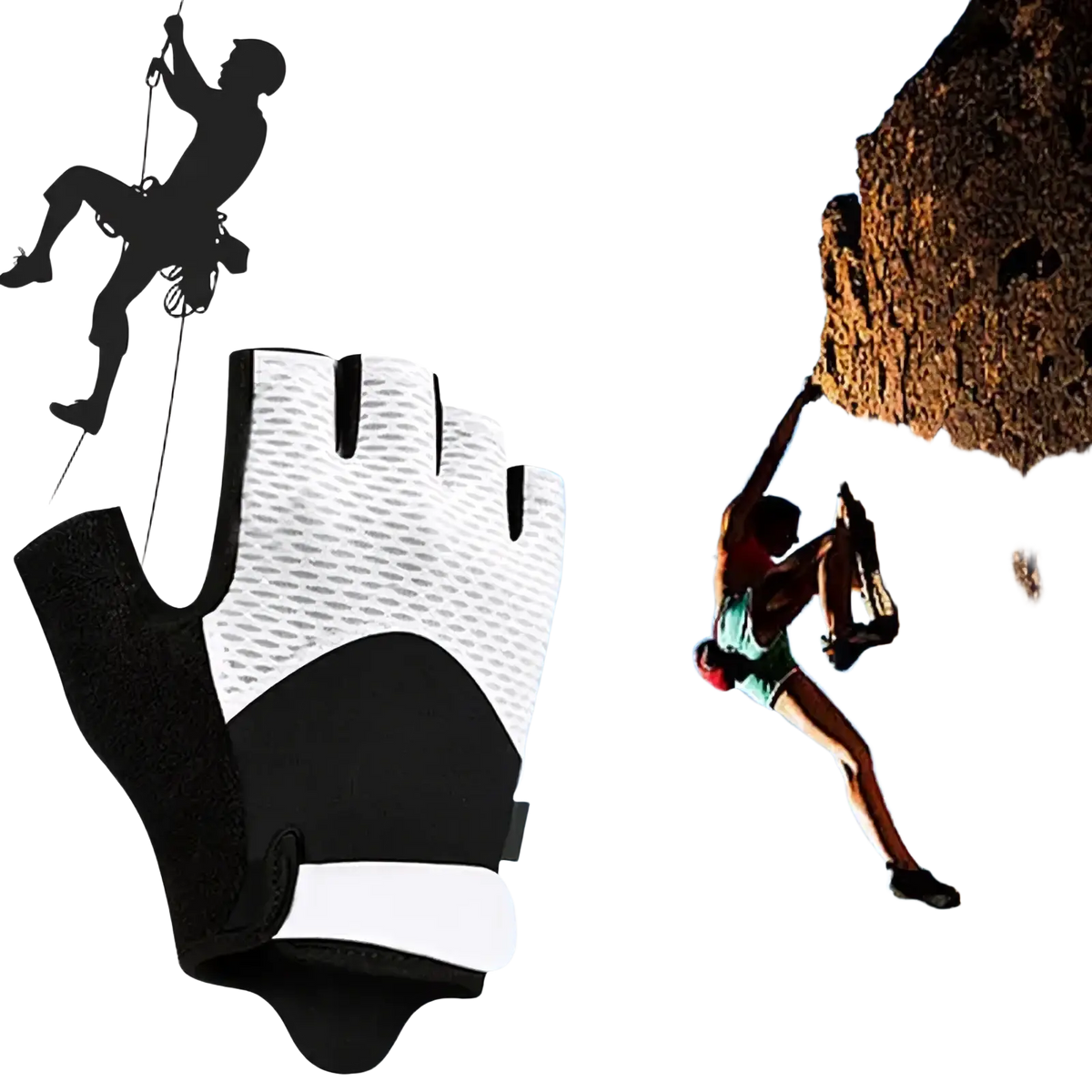 Workout gloves padded grip fitness gear black and white fingerless with textured palm and reinforced knuckle padding back view