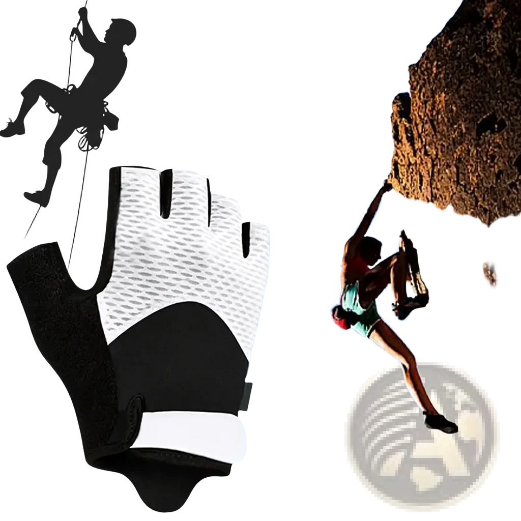 Workout gloves padded grip fitness gear black and white fingerless with textured palm and reinforced knuckle padding back view