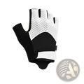 Workout gloves padded grip fitness gear showing black and white fingerless design with breathable mesh palm and reinforced backhand