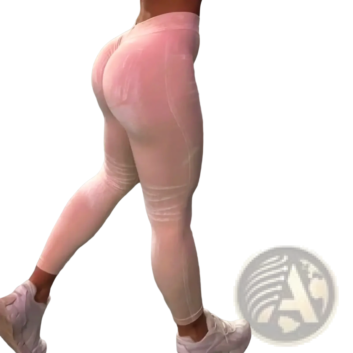 Pink high waisted workout leggings with booty lifting smooth form fitting fabric for fitness activities