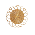 Natural-toned woven rattan flower wall hanging decor with circular interlocking rings and central braided design