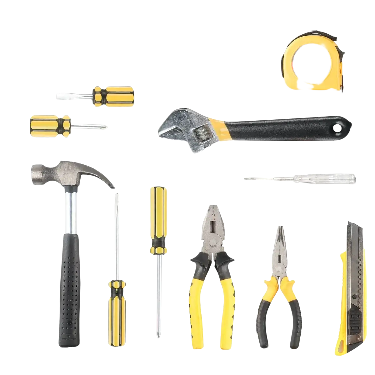 Yellow and black adjustable wrench with textured grip handle from wozobuy household hand tool set with storage case
