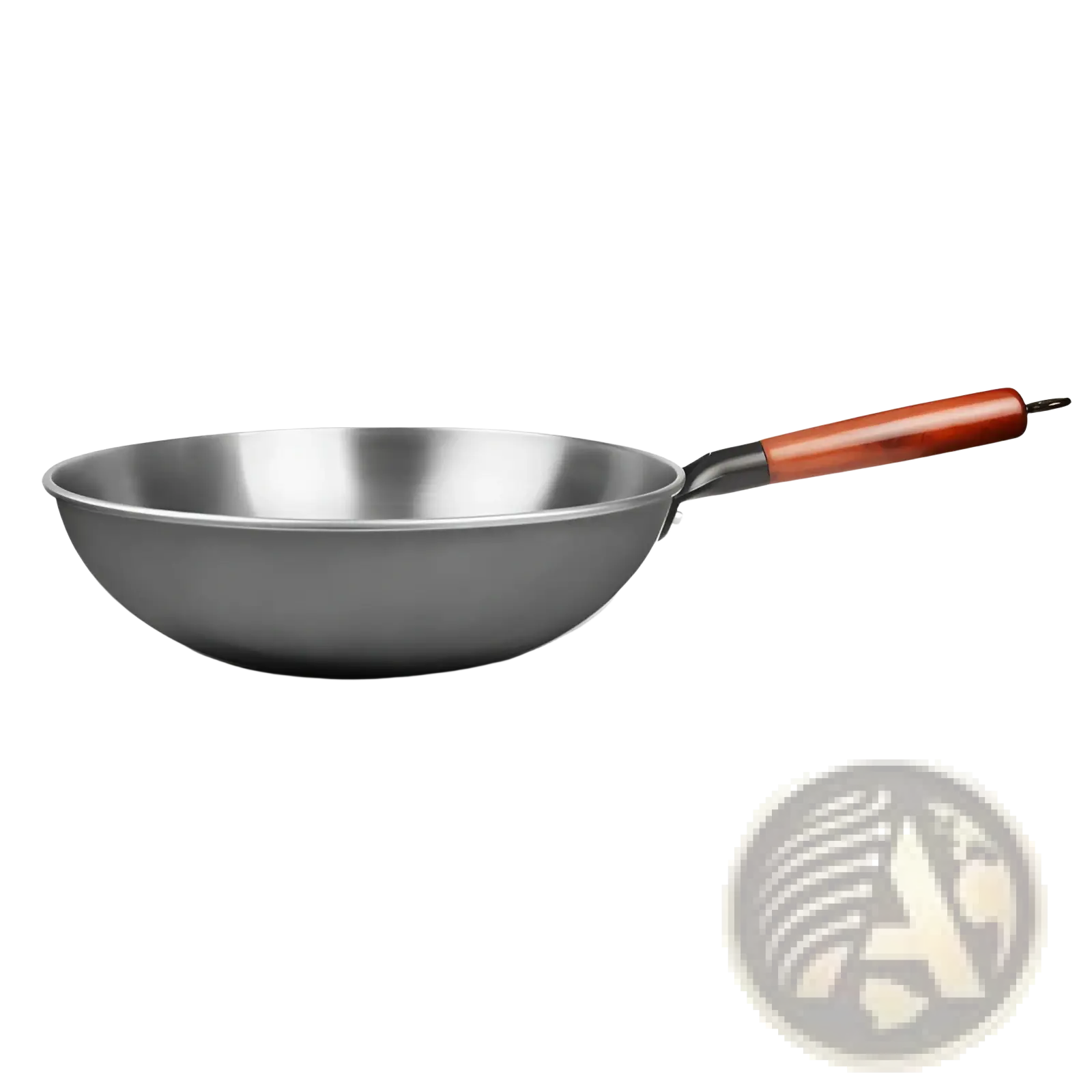32cm stainless steel wrought iron nonstick wok with wooden handle for versatile cooking use