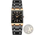 Wwoor blue square women watch luxury stainless steel with black and gold rectangular ceramic band and roman numeral dial
