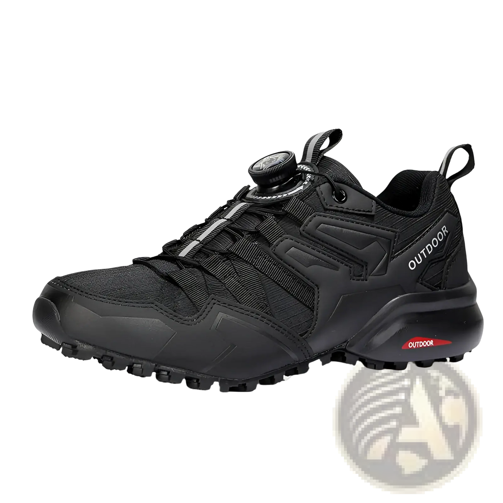 Black x111 lightweight off-road hiking shoe with breathable mesh upper, reinforced overlays, and rugged rubber outsole