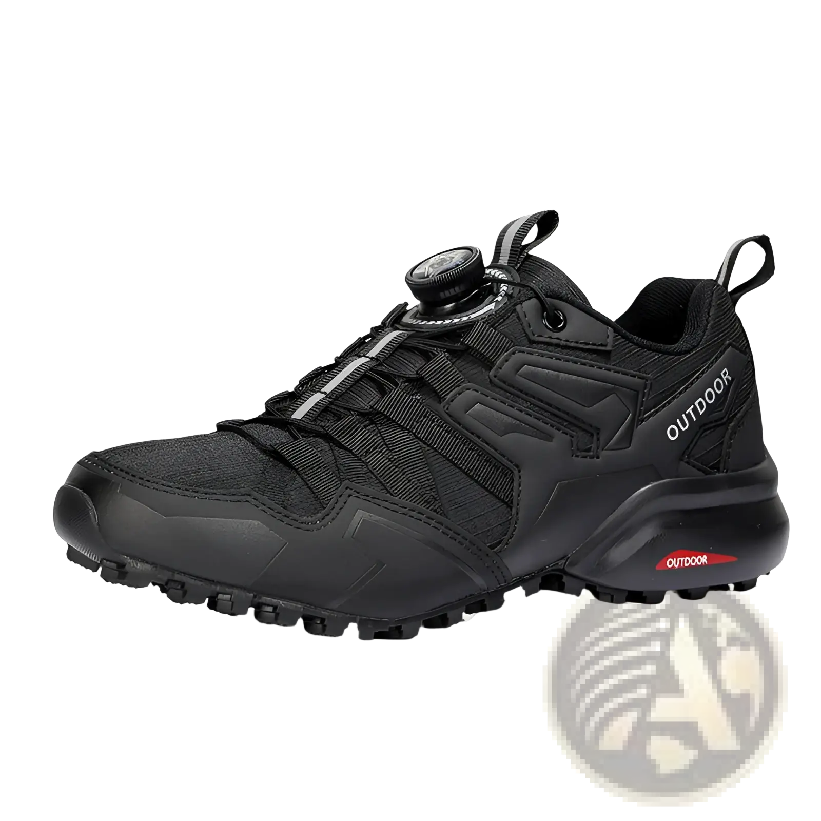 Black x111 lightweight off-road hiking shoe with breathable mesh upper, reinforced synthetic overlays, and rugged outsole
