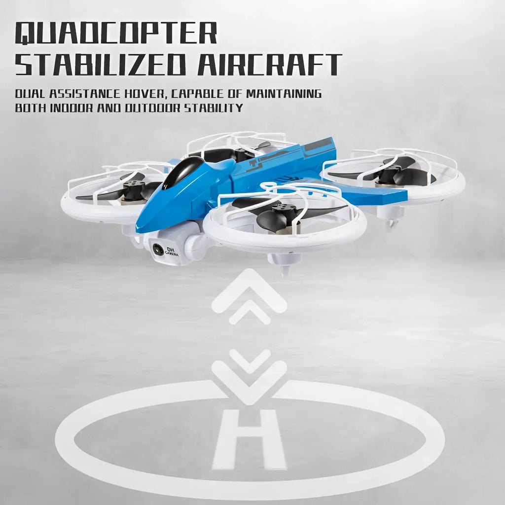 Blue and white x3 led quadcopter drone with black propellers and 2.8 inch screen control for stable flight