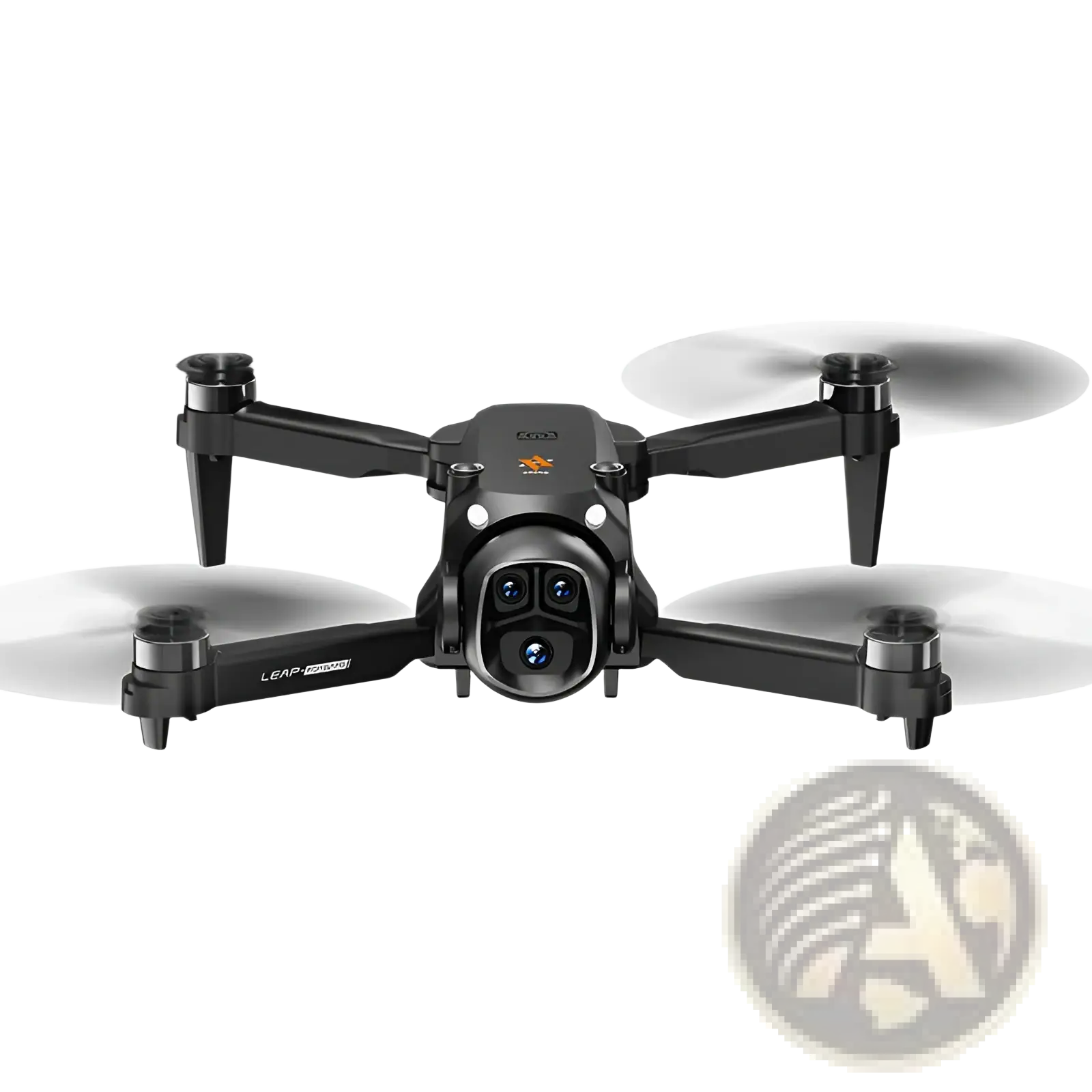 Black x5 camera drone with screen remote dual battery featuring leap branding and a prominent camera system