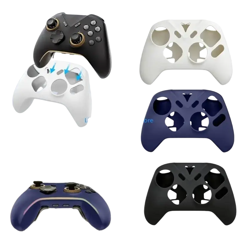 Black and white silicone xbox controller covers with soft material and precise cutouts for button layout protection